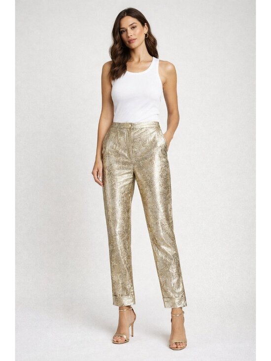Pedro del Hierro Pants - Pedro del Hierro Madrid Sil Blend Gold Brocade Pants 44 M